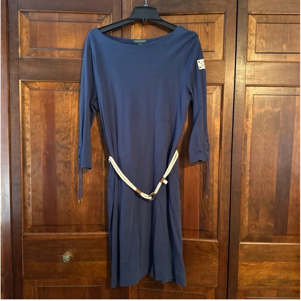 Elegant Blue Dress with Belt